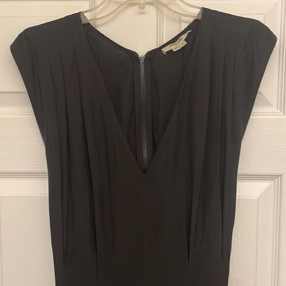 Helmet Lang 100% Silk Black V-Neck Cap Sleeve Jumpsuit - Picture 3 of 8